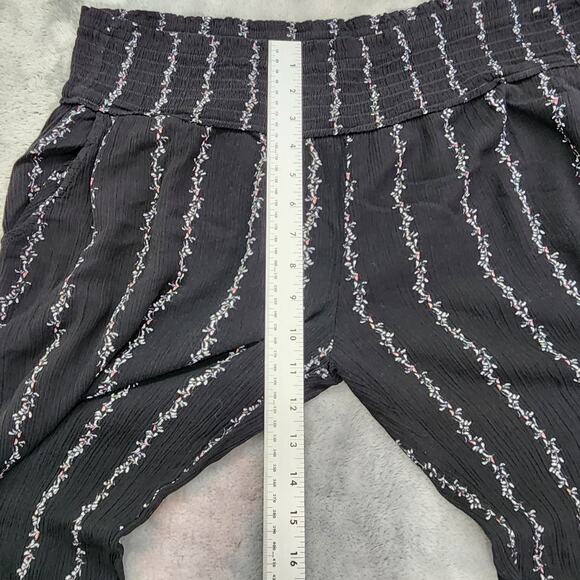 Three Dots Pants Womens XL Black Printed Floral Smocked Waist Wide Leg Flowy - Picture 8 of 11